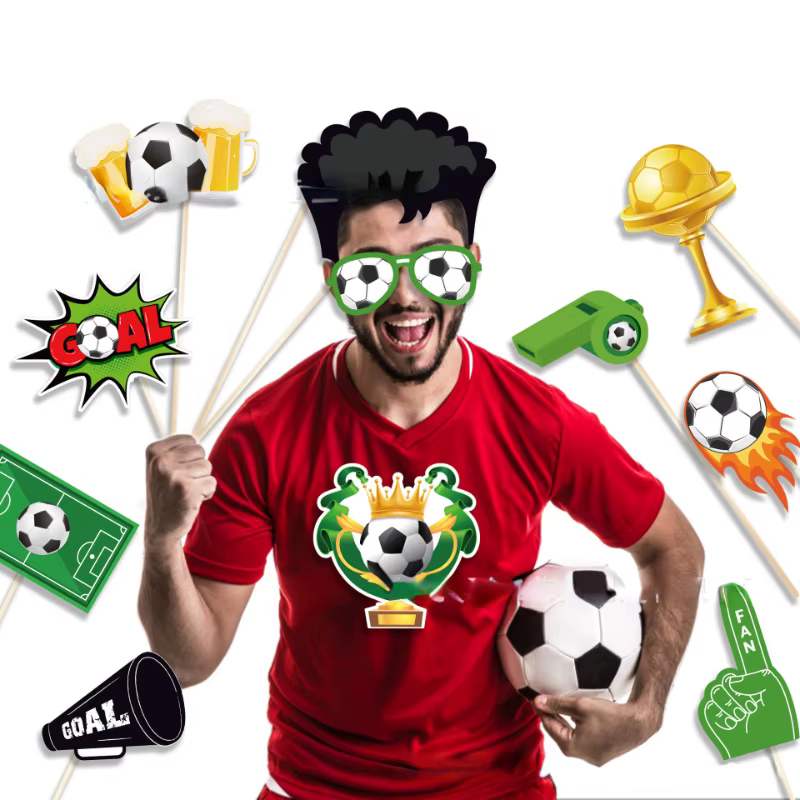 Soccer Sports Photobooth Props for Boys, Shooting Party, Theme Birthday Photo Props, Supplies, 25Pcs