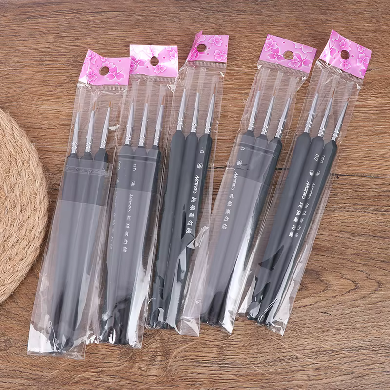 3 pinceaux miniatures professionnels en poils de loup pour peinture artistique (0/00/000)