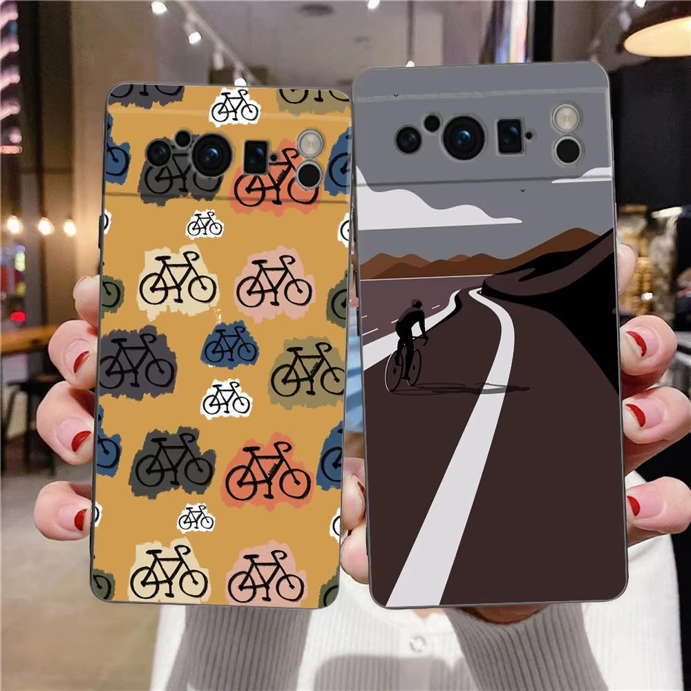 Coque de téléphone pour vélo de montagne, étui souple antichoc en TPU noir pour Google Pixel 9 8 7 6 Pro XL 8A 6A 7A 5G