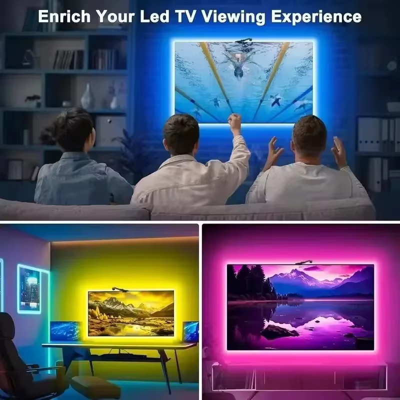 Lumière ambiante pour télévision Led 5V Rgbic Usb, bande lumineuse pour télévision de 55 à 75 pouces, avec synchronisation automatique, caméra