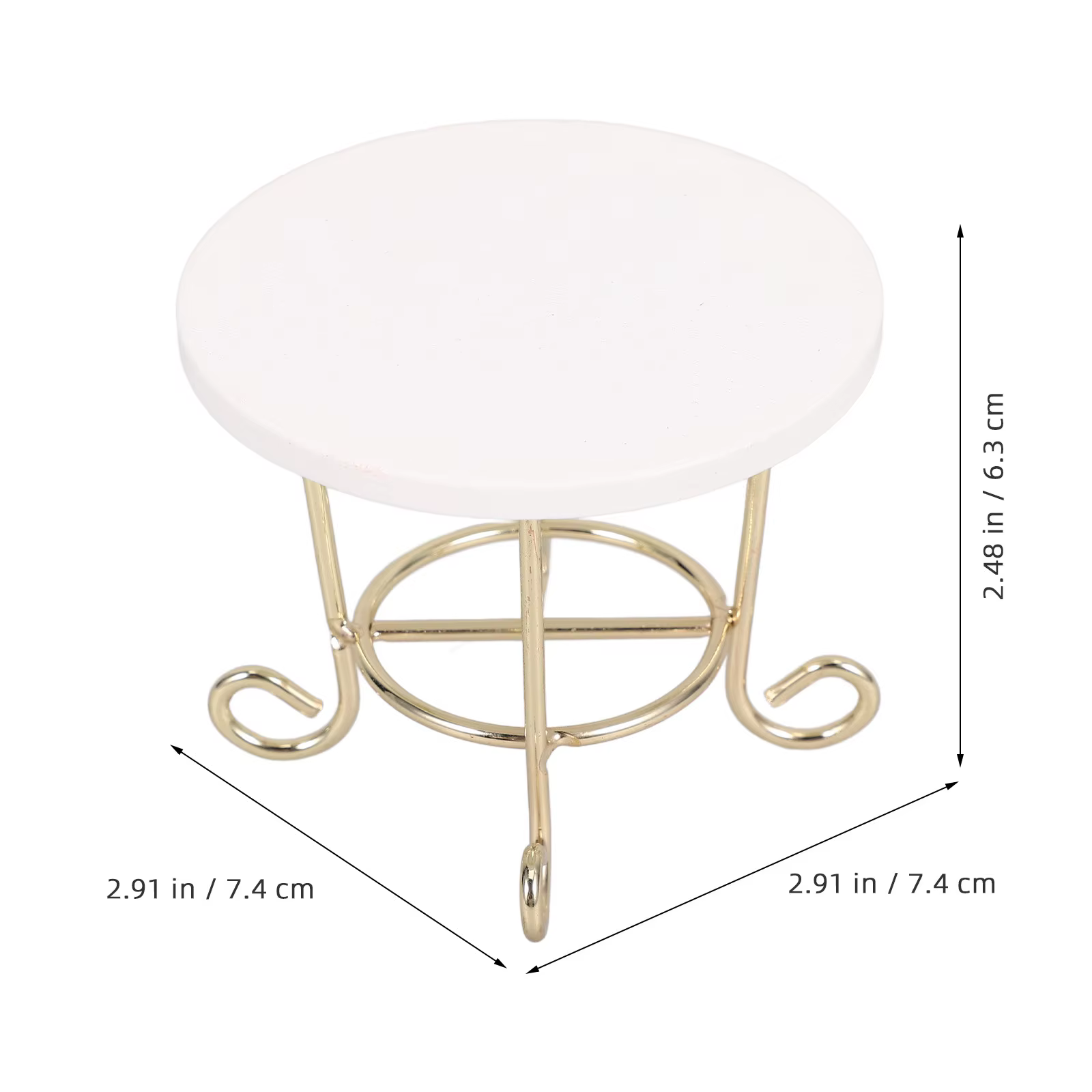 Table à thé ronde miniature, table basse en bois et métal, échelle 1:12, accessoires de décoration pour maison miniature, meubles en bois