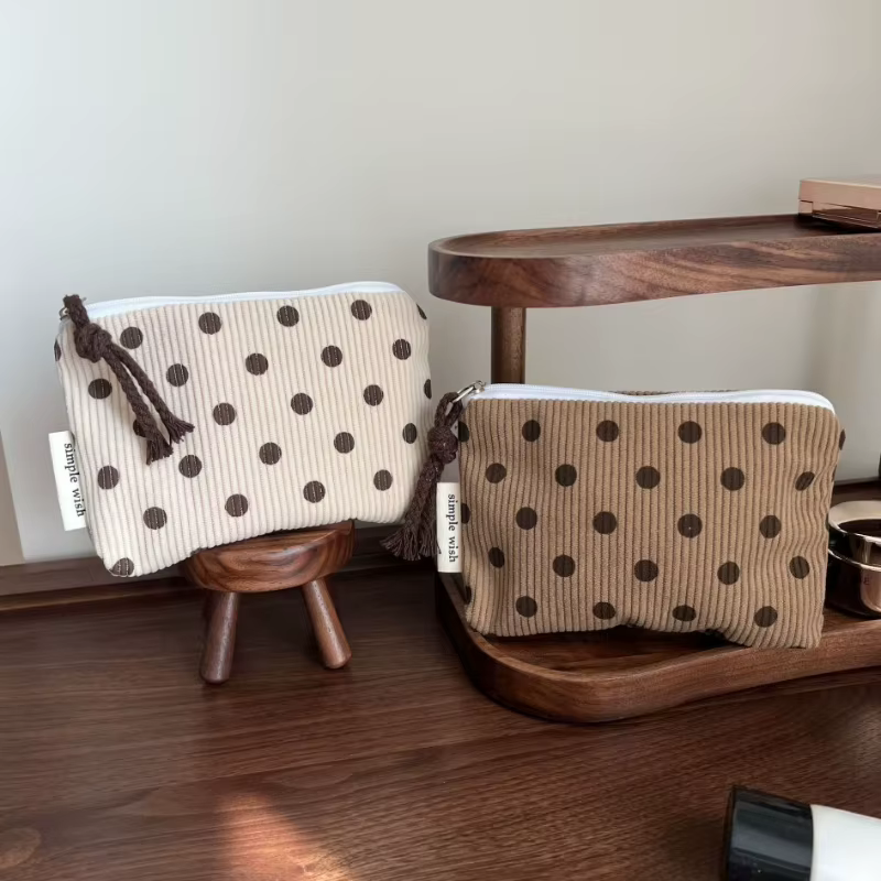 Mini sac à maquillage pour femmes, petite pochette à fermeture éclair, organisateur de cosmétiques rétro, sac de rangement, porte-monnaie