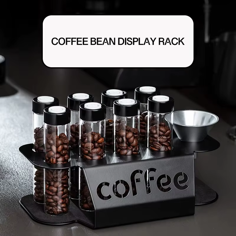 Lot de 8 tubes de conservation portables pour grains de café avec trémie, bocaux hermétiques pour la mise en bouteille et le stockage des grains de café, accessoires de café avec valve d'échappement, 