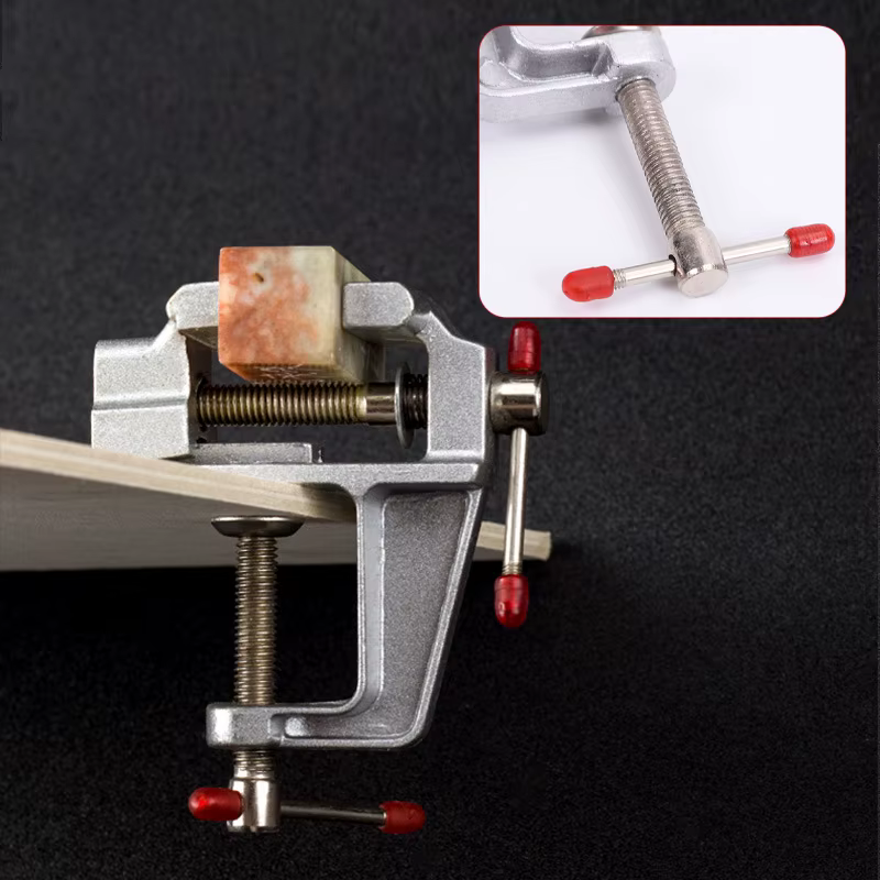 Mini étau de table multifonctionnel en aluminium de 3,5 po pour bijoutiers et loisirs créatifs, à fixer sur table, outil de serrage plat