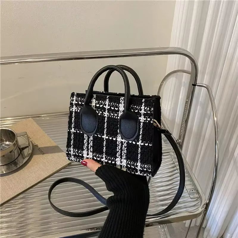 Mini sac à main à motifs à carreaux pour femmes, sac à bandoulière pour dames, sac messager léger, sac fourre-tout simple et élégant, mode initiée