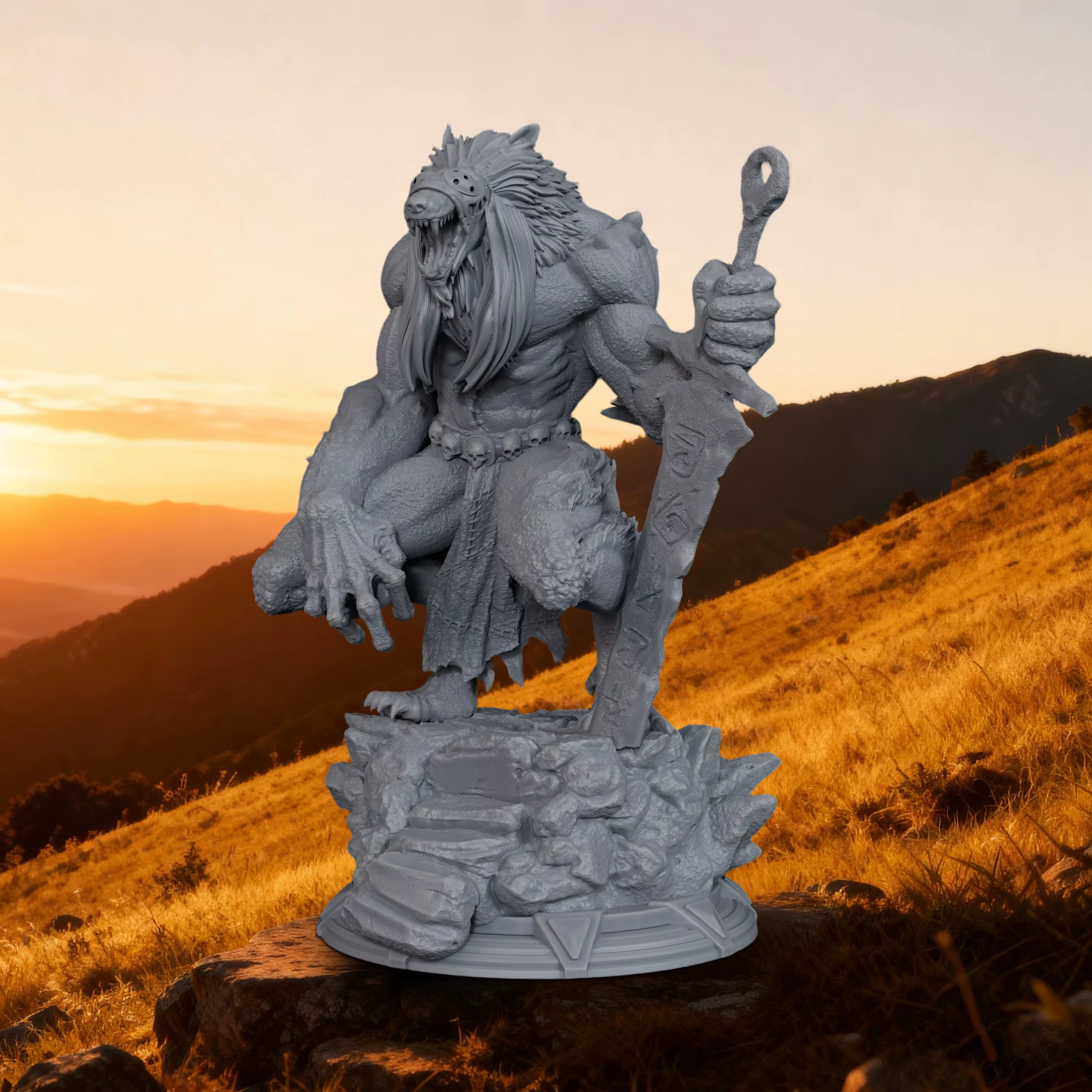 Miniature de loup-garou géant pour RPG - Modèle de fantasy sombre pour jeux de rôle sur table, aventure immersive dans les régions sauvages, idéal pour la collection
