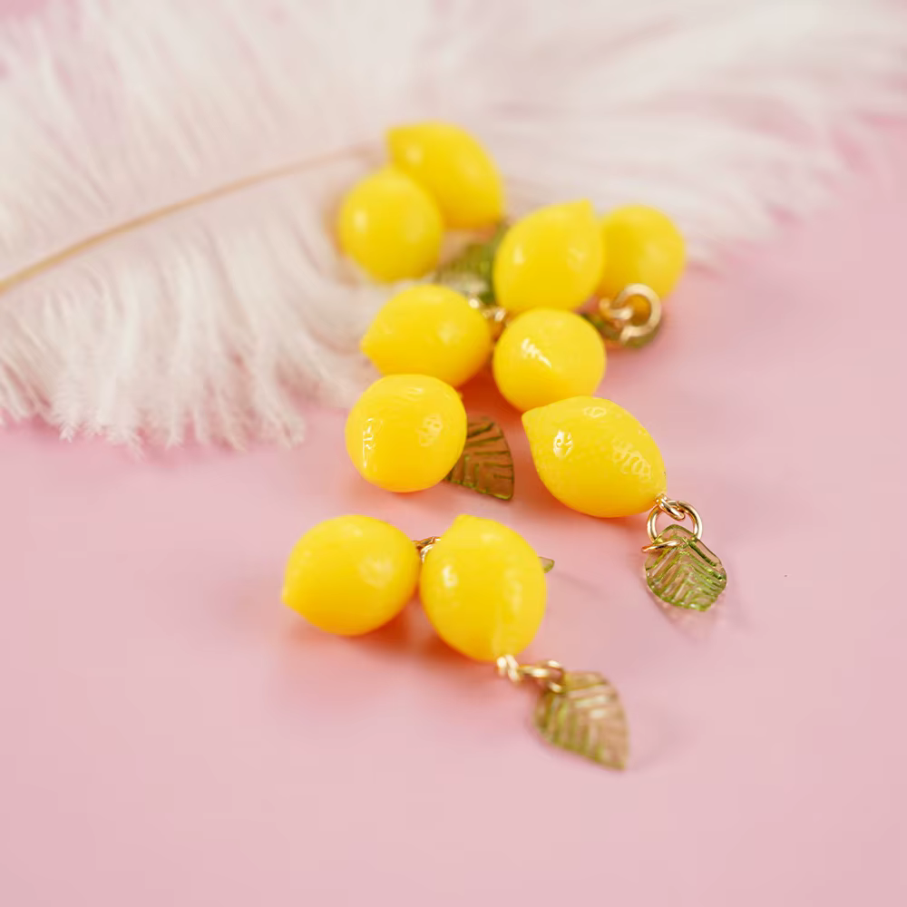 Ensemble de bijoux décoratifs en épingle à cheveux, pendentif citron, bijoux de fruits, bracelet à faire soi-même, collier, porte-clés, boucles d'oreilles, accessoires, 10 pièces