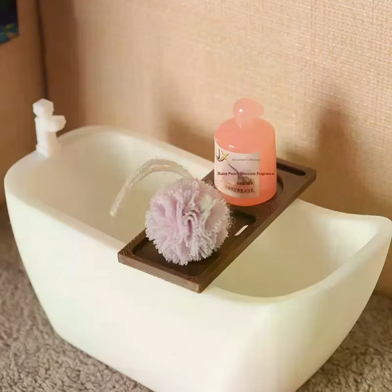 Baignoire de Simulation Miniature pour maison de poupée, avec plateau, modèle de maison de poupée, meubles de salle de bain, décoration, jouets de Simulation, 1/12