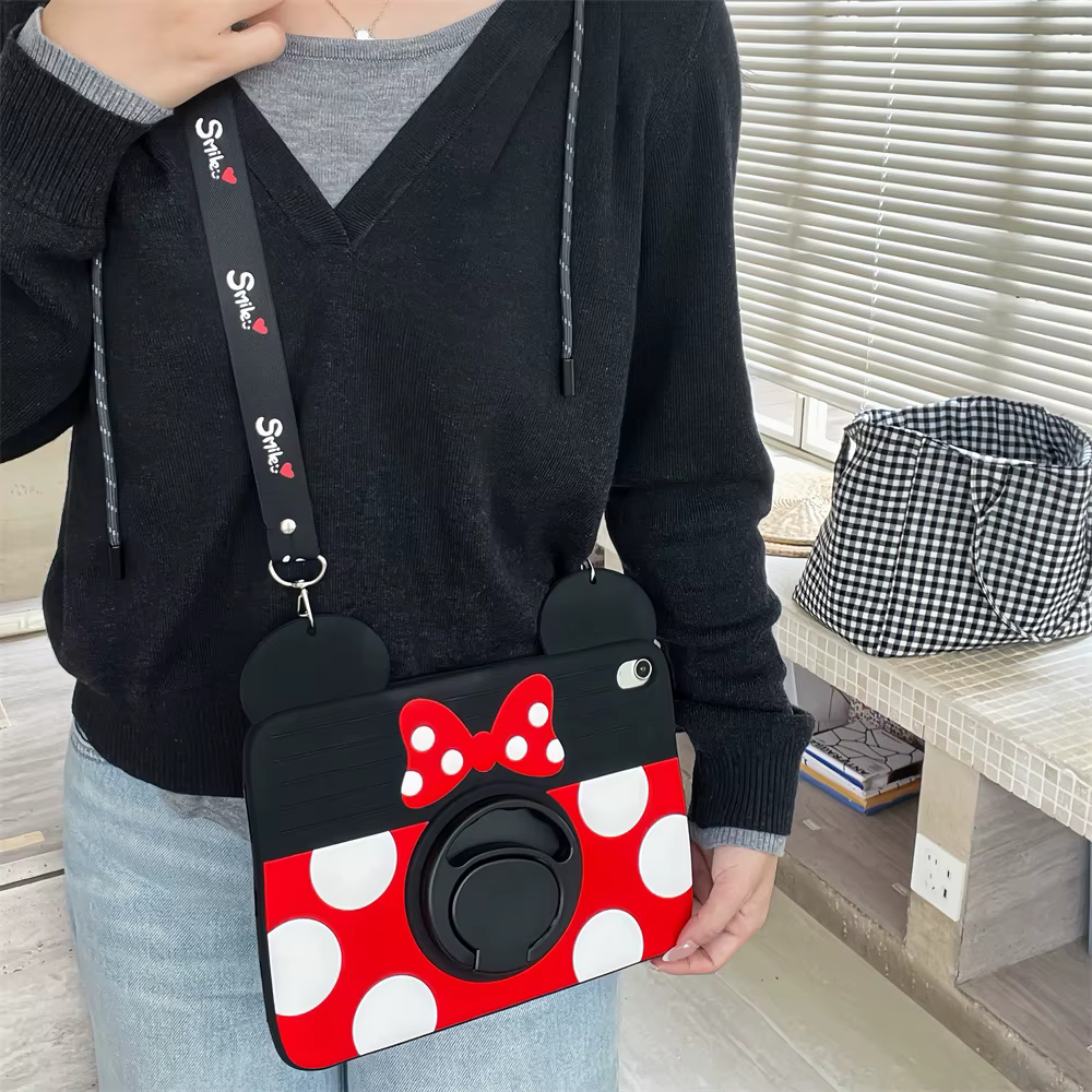 Pour Samsung Galaxy Tab A9 Plus 8.7 11onth X110 X210 mignon dessin animé Minnie Silicone tablette étui de protection enfants support tablette étui
