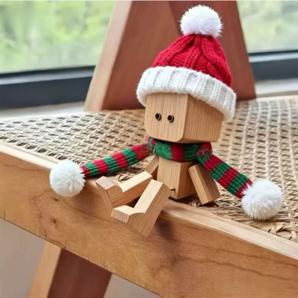 Mini noël secouant l'homme en bois 12 Expressions magnétique secouant l'homme en bois Figurine mignon balançoire des jambes