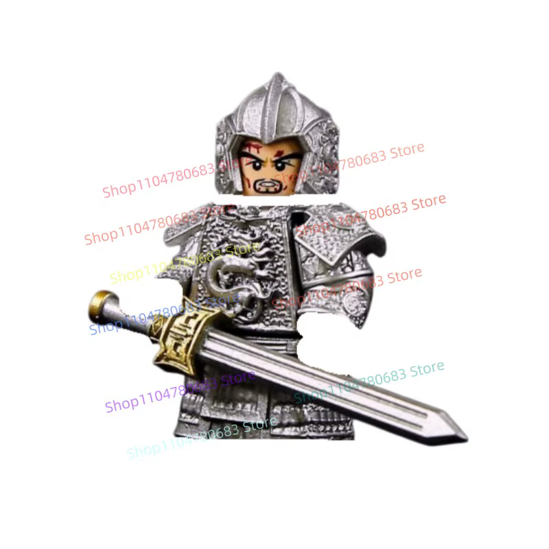 Mini figurine MOC, accessoires d'armure de soldat médiéval doré, modèle de construction, jouet ornemental tendance, cadeau de collection