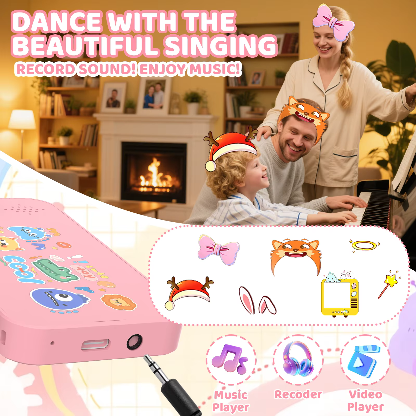 Mini smartphone intelligent pour enfants, 1080P HD, double caméra, photographie, enregistrement vidéo, lampe de poche, écran tactile, mini lecteur, jouet éducatif pour enfant
