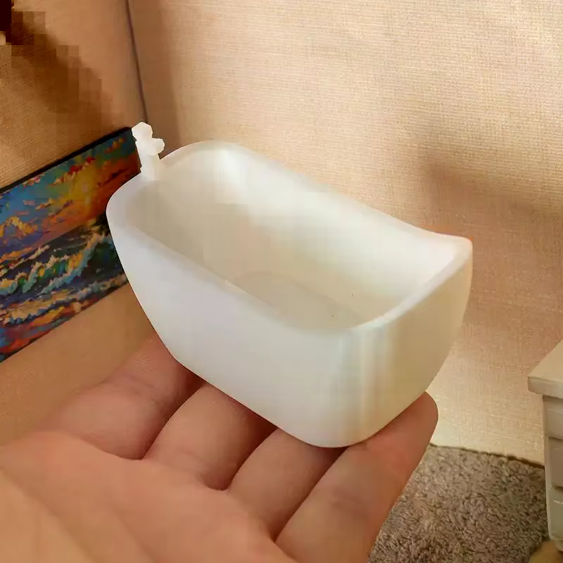 Baignoire de Simulation Miniature pour maison de poupée, avec plateau, modèle de maison de poupée, meubles de salle de bain, décoration, jouets de Simulation, 1/12