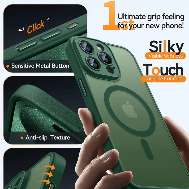 Coque de téléphone givrée de luxe, étui magnétique Transparent mat pour iPhone 17 16 15 14 13 12 11 Pro Max 16 15 Plus 17 Air pour Magsafe