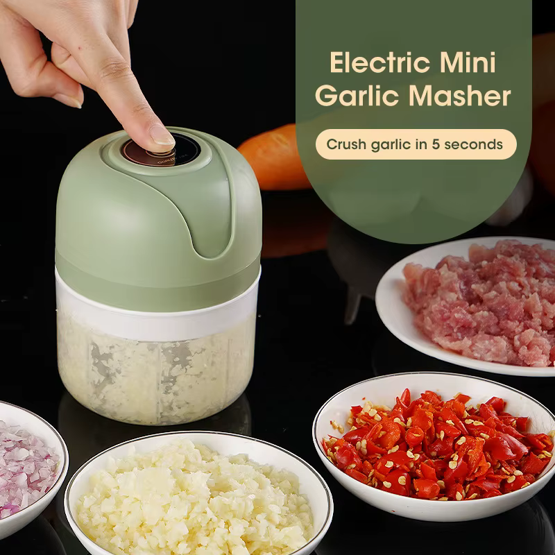 Mini hachoir à ail électrique pour aliments pour bébés, hachoir à viande multifonctionnel, rechargeable par USB, hachoir à légumes pour la cuisine à domicile