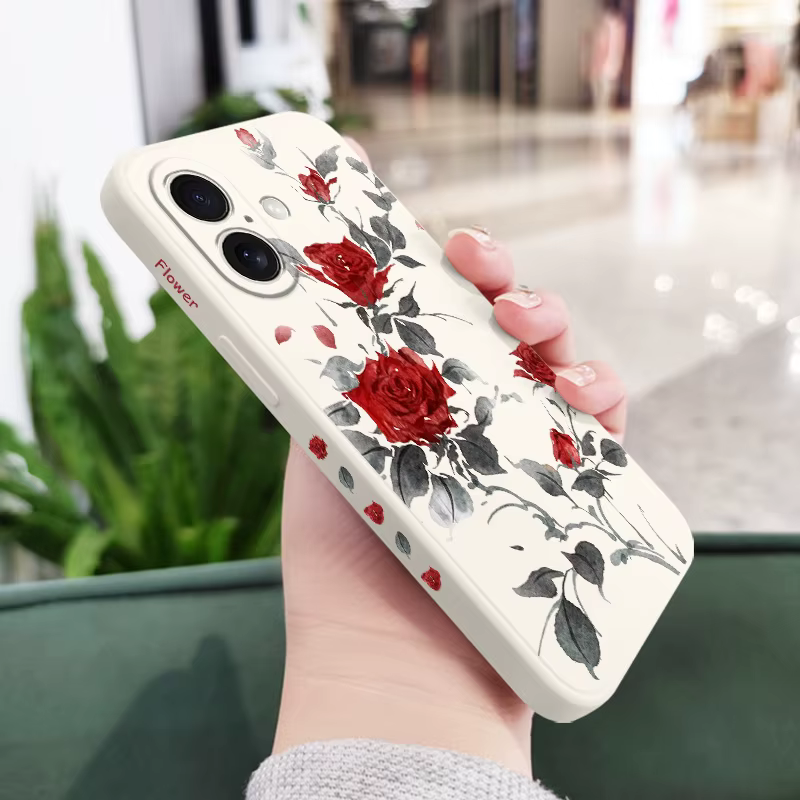 Coque de téléphone Rose gracieuse, étui en Silicone pour iPhone 17 17 Air 16 15 14 13 12 11 X XR XS Plus Pro Max Mini