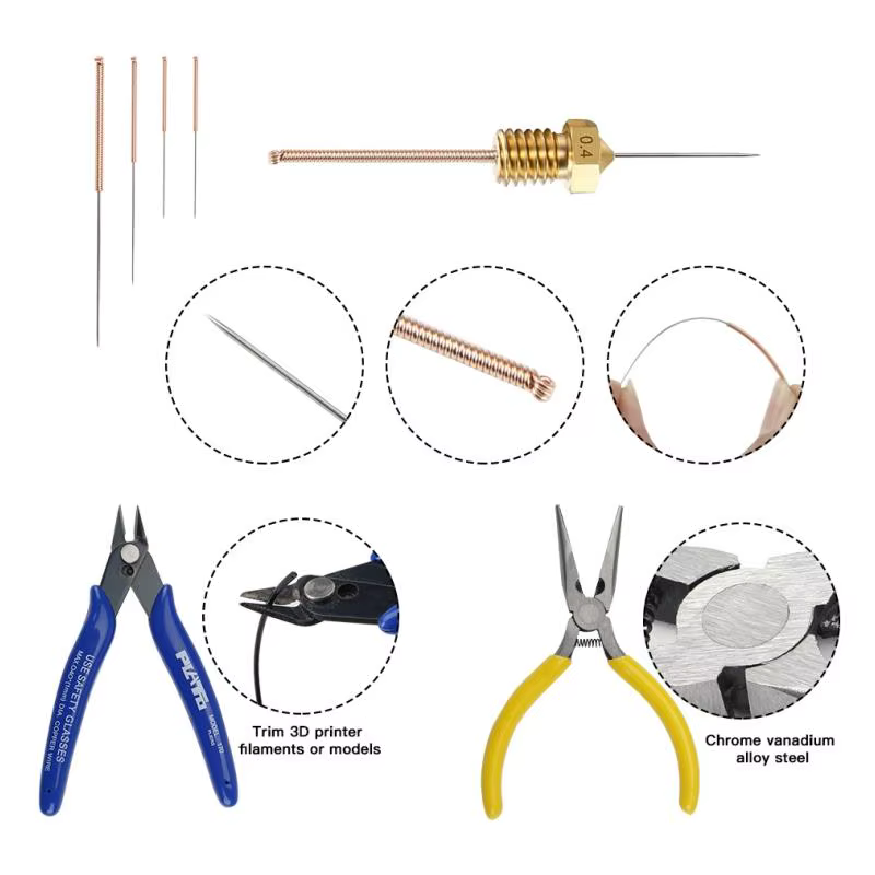 Accessoire d'imprimante 3D : trousse d'outils de bricolage multifonctionnelle pour le nettoyage et la retrait des buses et des filaments du modèle 3D
