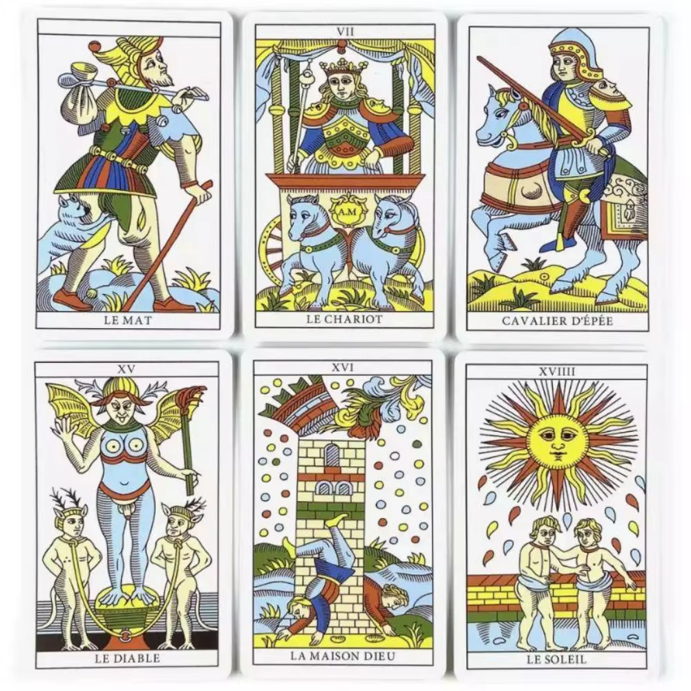 Jeu de cartes Tarot de Marseille, Mini taille 9x6cm, 78 pièces, jeu de fête, prophétie révélatrice de Fortune, cartes Oracle