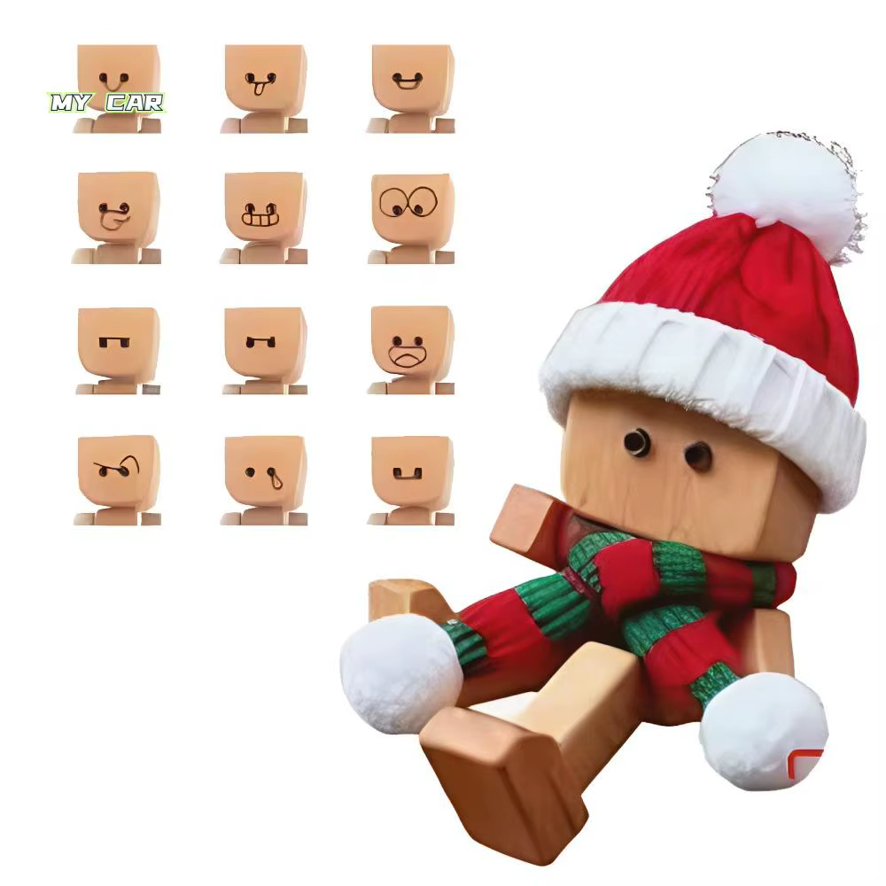 Mini noël secouant l'homme en bois 12 Expressions magnétique secouant l'homme en bois Figurine mignon balançoire des jambes