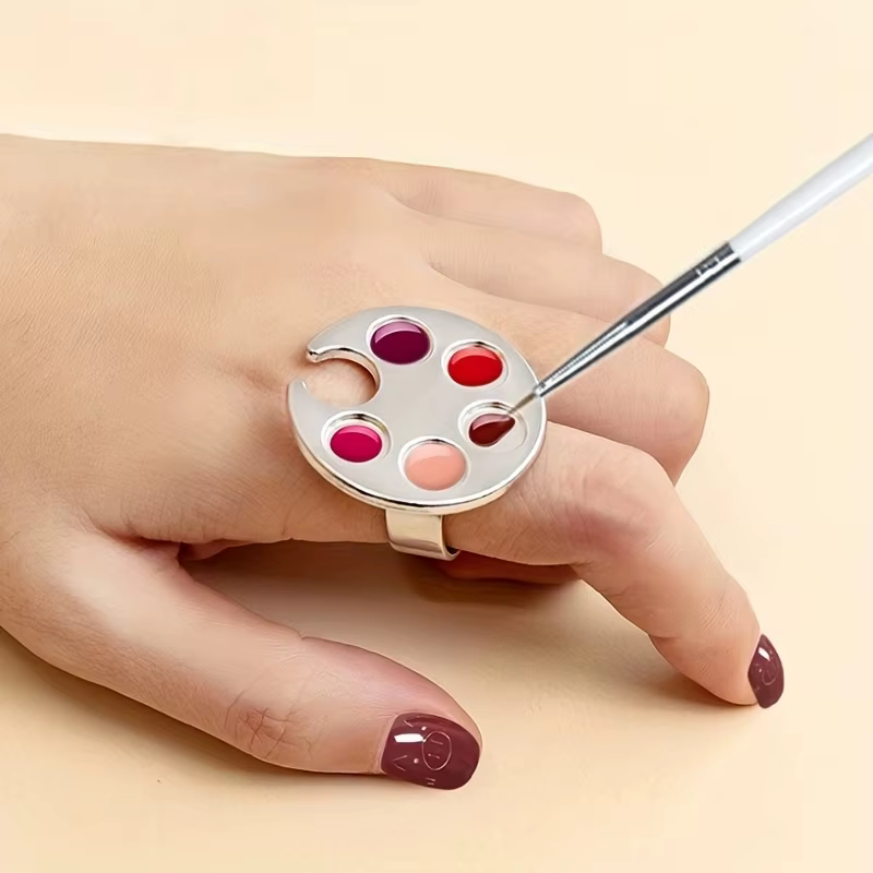 Mini anneau de mélange de Palette de couleurs pour Nail Art, conception d'empreintes mignonnes pour mélanger les peintures acryliques et les vernis à ongles