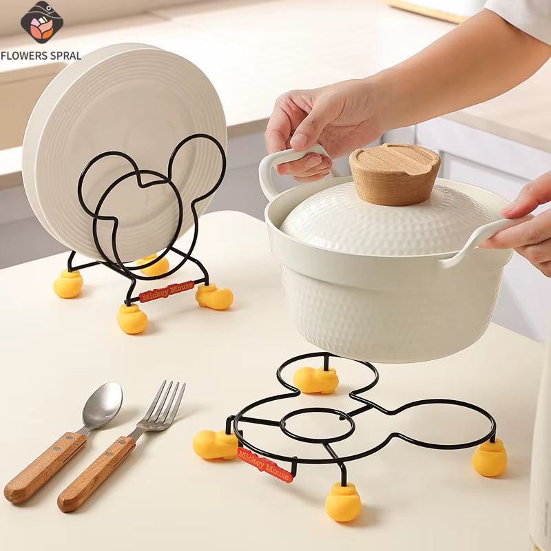 Support isolant pour cuisinière de cuisine, support de rangement de cuisine Mickey, support à bols, support à casseroles, porte-couverts, multifonctionnel, Styles en option
