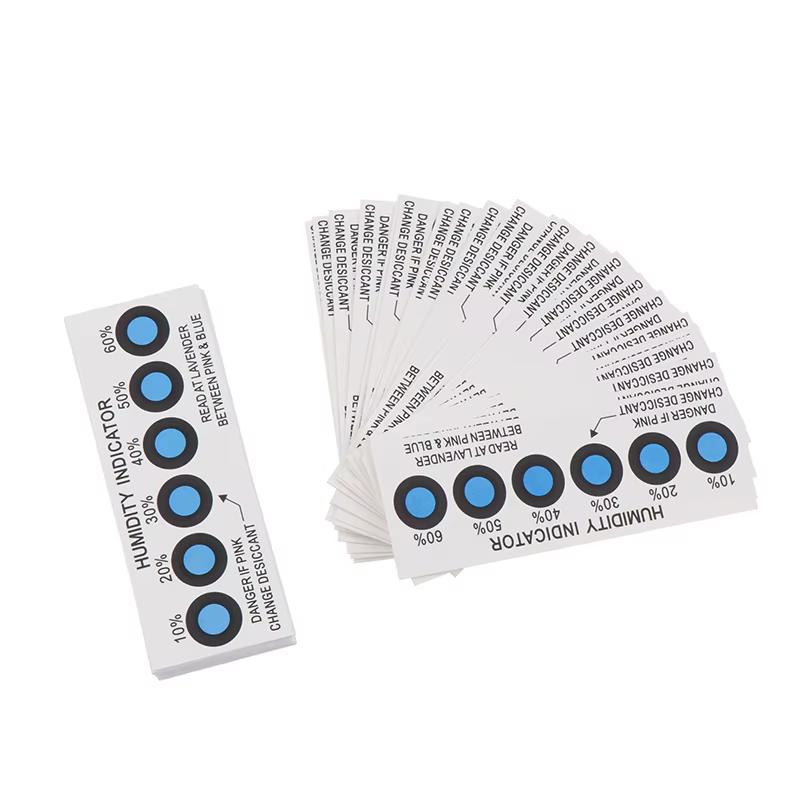 Carte indicatrice d'humidité pour tester l'humidité dans les conteneurs fermés, carte de test 10%-60%, carte d'humidité bleue à six points
