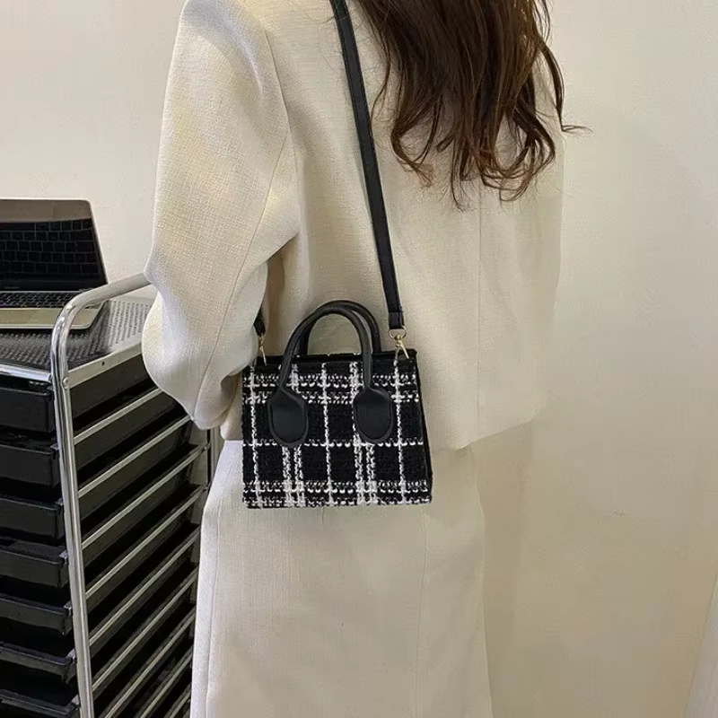 Mini sac à main à motifs à carreaux pour femmes, sac à bandoulière pour dames, sac messager léger, sac fourre-tout simple et élégant, mode initiée