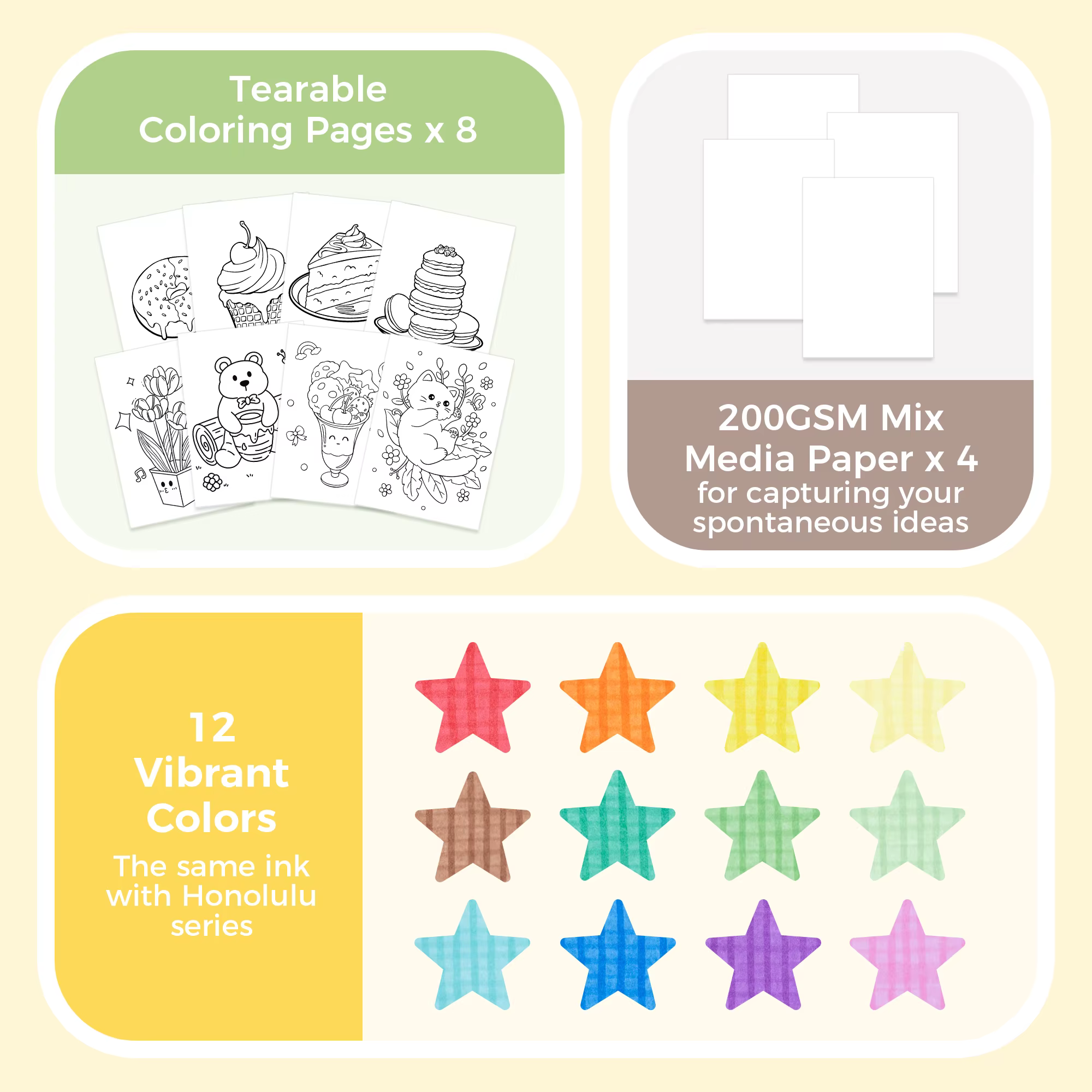 Kit de marqueurs alcool mini Ohuhu pointe pinceau 12 couleurs | Set de coloriage de poche voyage avec livre de coloriage et étui réutilisable Nalu