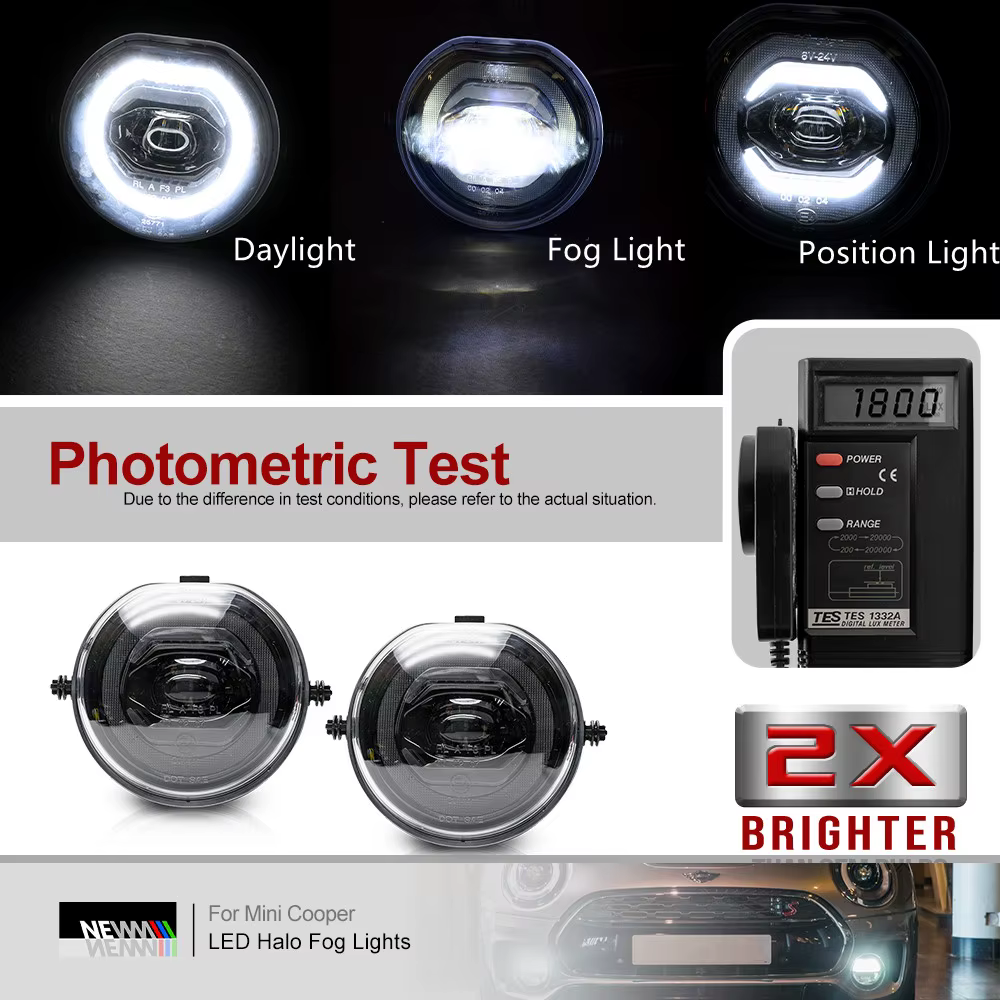 Phares antibrouillard LED DRL Halo Canbus Bimmer, feux de stationnement à la lumière du jour, adaptés pour Mini Cooper F55 F56 F54 Wlman F57 Cabrio 2014-17, 3 en 1