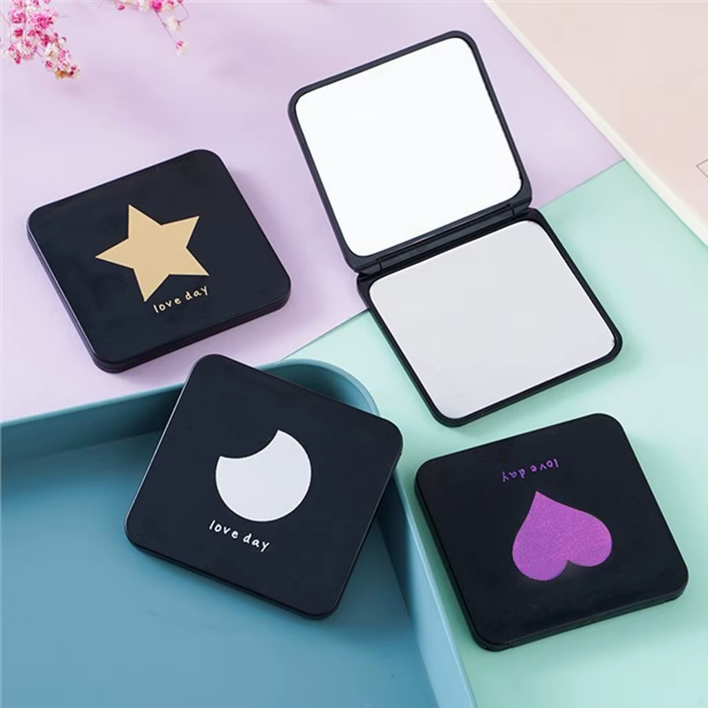 Mini miroir cosmétique élégant et pliable, miroir de maquillage portable et compact, idéal pour la salle de bain, les voyages et les trajets quotidiens