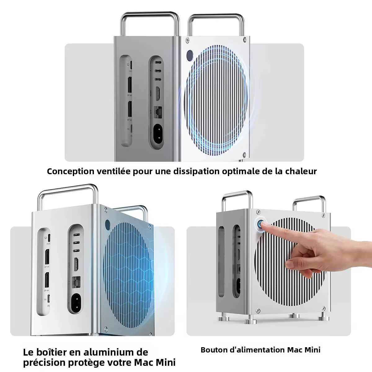 Station d'accueil USB-C Acasis 40 Gbit/s pour Mac Mini M4/M4 Pro, 4K/144 Hz, lecteurs TF/SD 4.0 et double emplacement M.2 NVMe, stockage 16 To, PD65W pour hôte