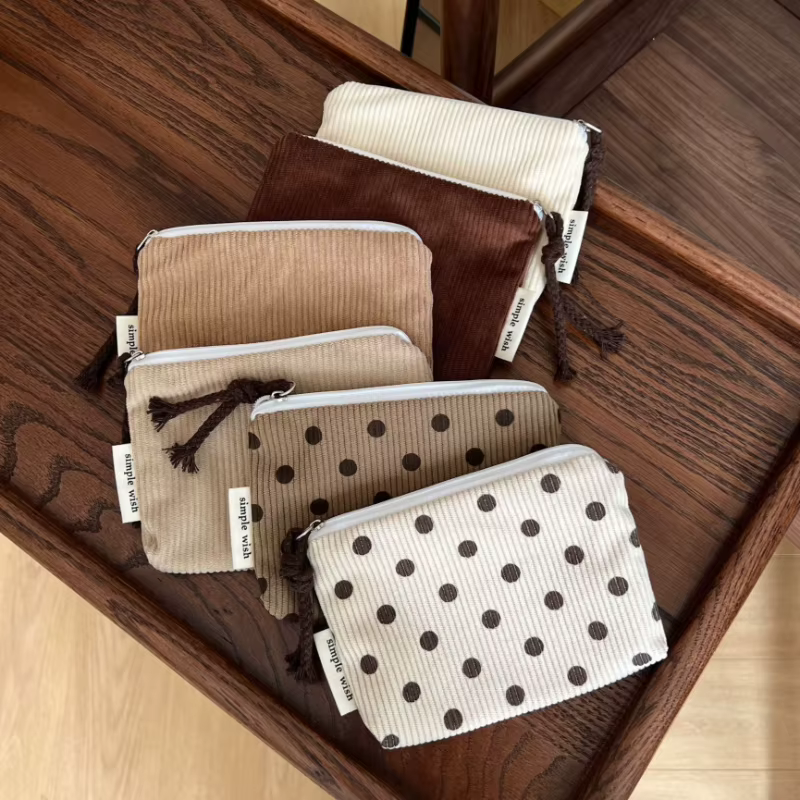 Mini sac à maquillage pour femmes, petite pochette à fermeture éclair, organisateur de cosmétiques rétro, sac de rangement, porte-monnaie