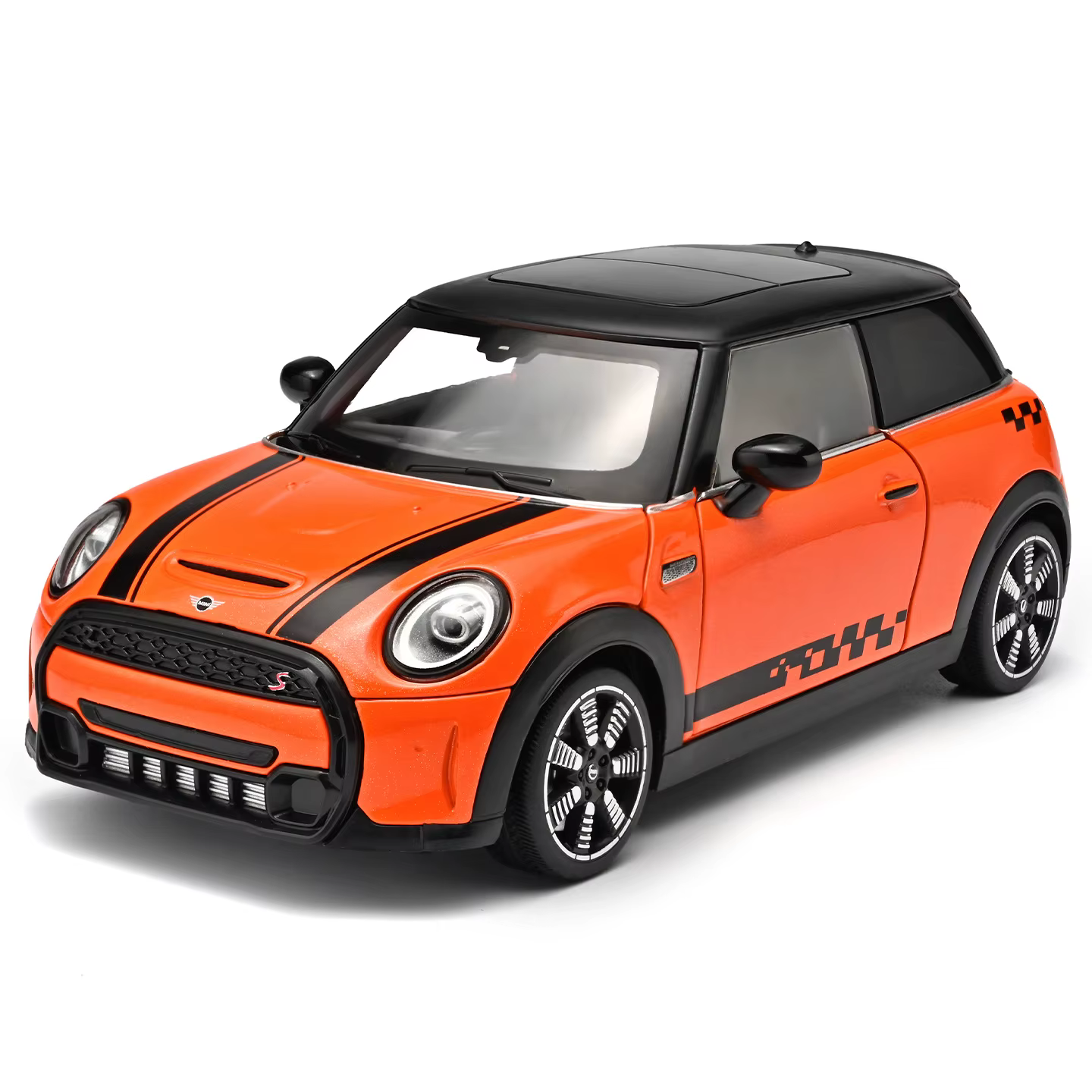 Mini Cooper S 1:18, version classique, voiture compacte britannique rétro, modèle en alliage moulé sous pression, avec fonction de recul, lumières et son