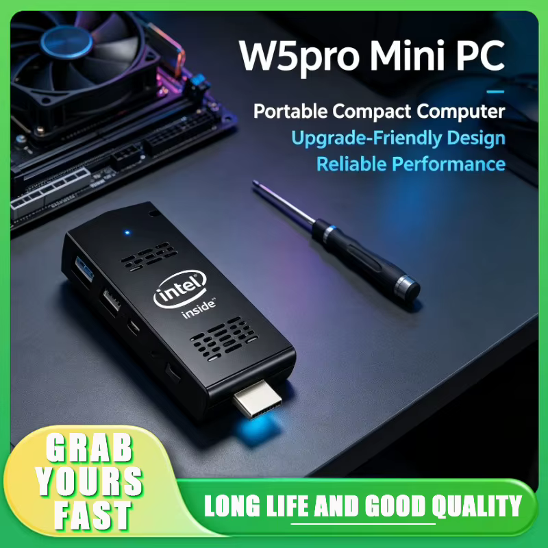 Mini PC W5 Pro Intel Atom Z8350, ordinateur portable Windows 10, 4 Go/8 Go de RAM, 64 Go/128 Go eMMC, WiFi5, BT4.0, avec ventilateur de refroidissement, neuf