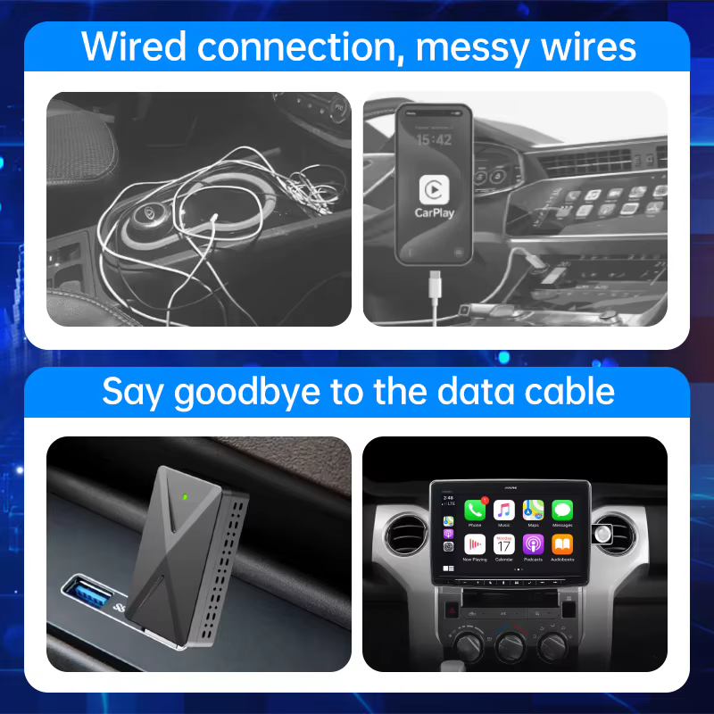 Adaptateur sans fil Mini USB CarPlay pour Android Auto, adapté aux systèmes filaires, mise à niveau facile pour une conduite sans fil