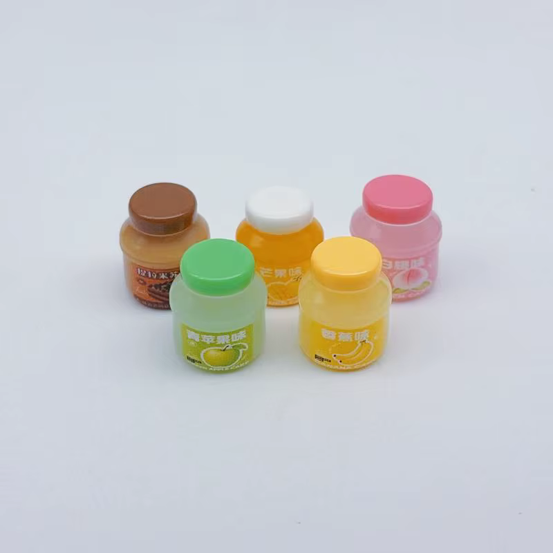 5 pièces de jouets miniatures en forme de pots de confiture de fruits, 5 saveurs assorties, réalistes et mignons, pour maison de poupée, diorama, décoration artisanale DIY