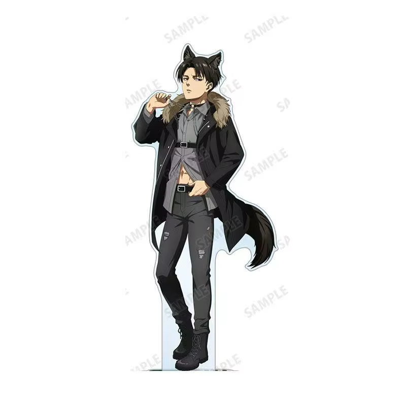 10 cm Mini Attacking Giants Wolf Man Ver. Support en acrylique Levi Wolf, plaque sur pied, figurine Erwin, ornements en acrylique, jouets Eren, cadeaux
