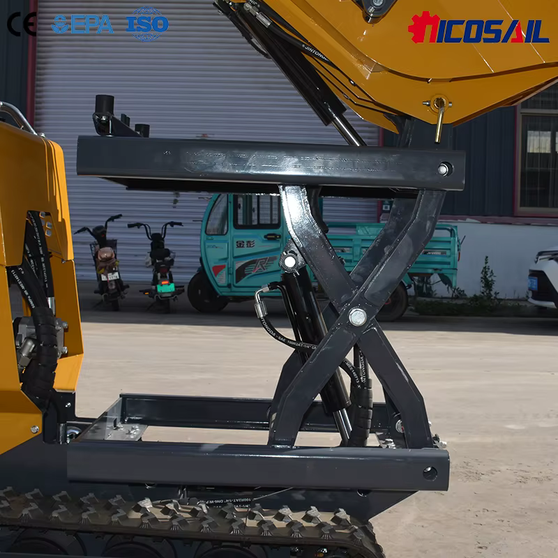 Mini-dumper sur chenilles de 500 kg pour jardin, avec logo personnalisé, chenilles en caoutchouc, levage hydraulique, pour la ferme
