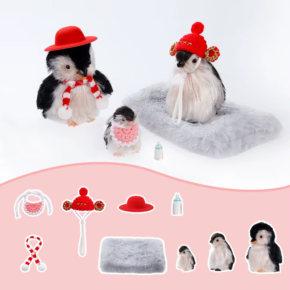 Mini Silicone Animal pingouin Reborn poupée Squishy réaliste mignon pingouin famille nouveau-né poupée drôle jouer maison jouet Collection cadeaux