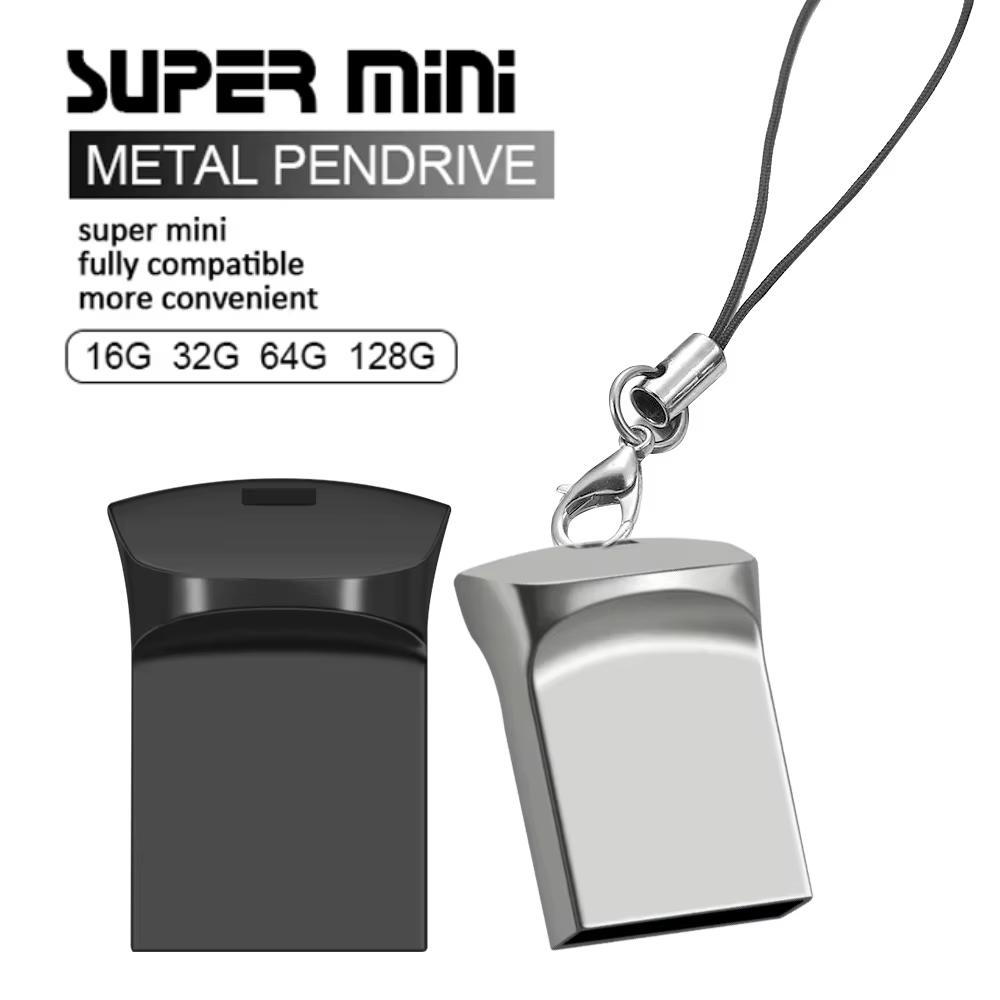 Mini clé USB 2.0 en métal, 64 go, cadeaux d'affaires créatifs, clé USB 32 go, dispositifs de stockage argentés, petit clé USB