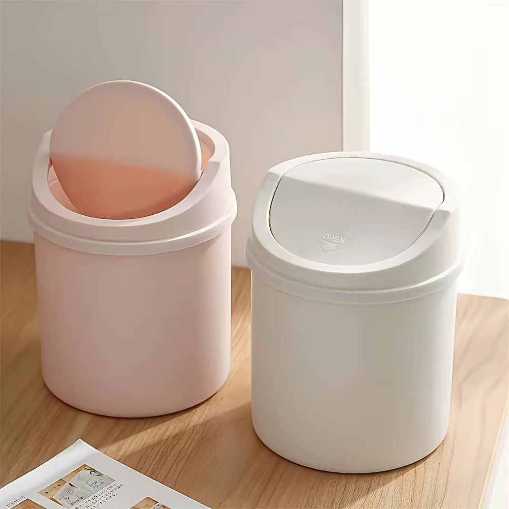 Mini poubelle de bureau avec couvercle, petite poubelle en plastique pour salon et maison
