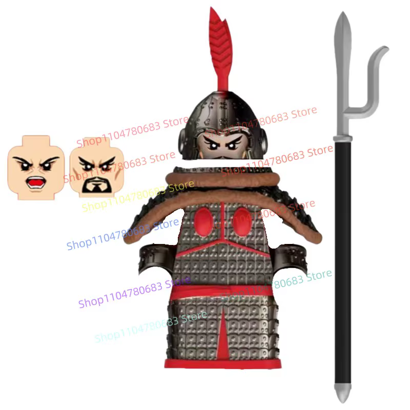 Mini figurine MOC, accessoires d'armure de soldat médiéval doré, modèle de construction, jouet ornemental tendance, cadeau de collection