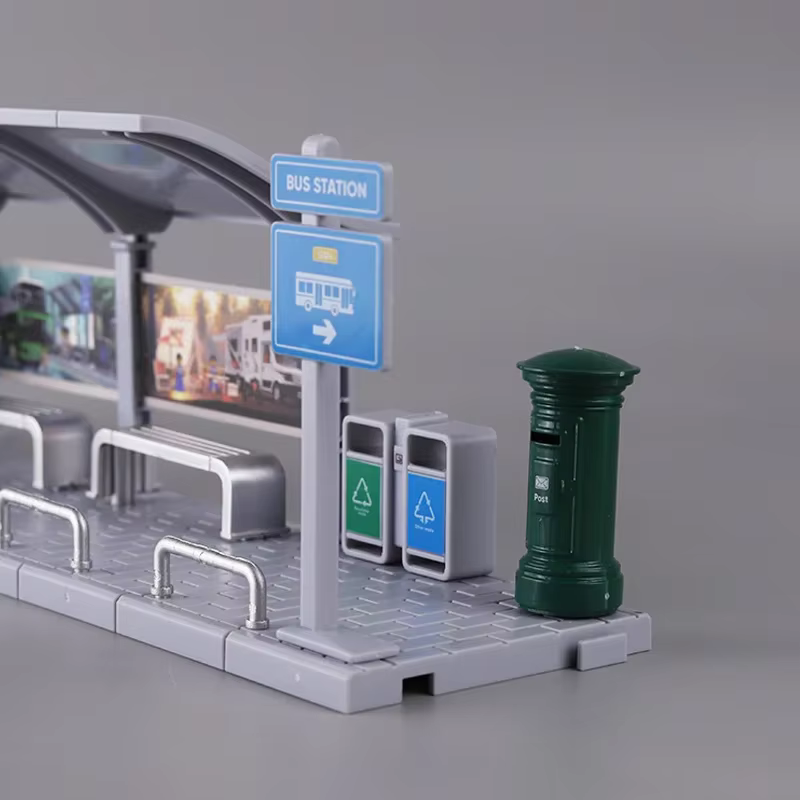Modèle de plateforme de bus miniature à assembler, blocs de construction en plastique, jouets pour scènes de ville DIY/maquette de table de sable/cadeau, 1 pièce
