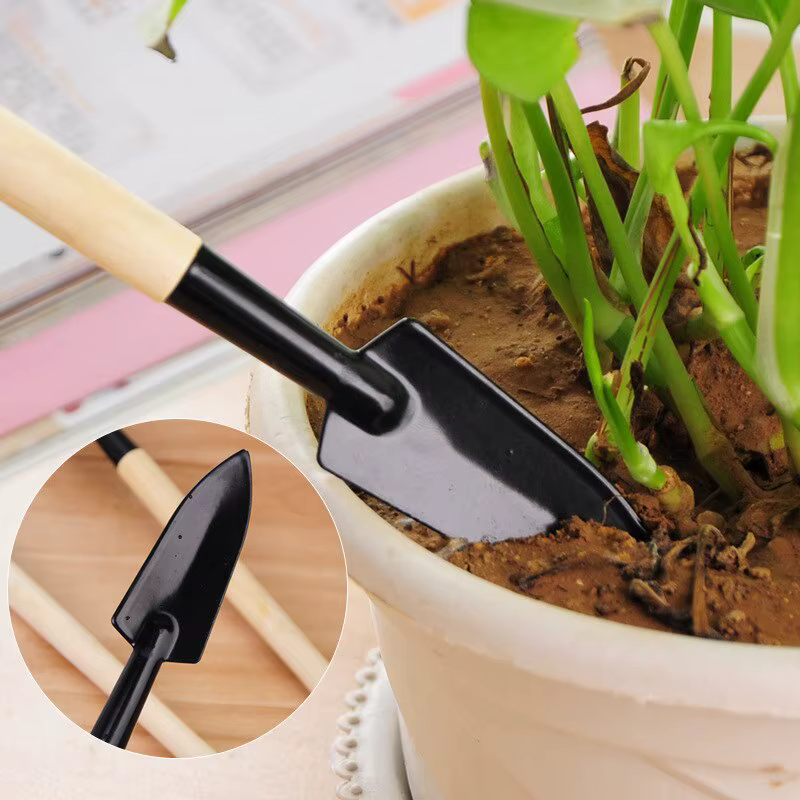 Ensemble d'outils de jardinage de trois pièces, mini outils de jardin, pelle multifonctionnelle, herse, plante domestique, pelle à sol enrichie