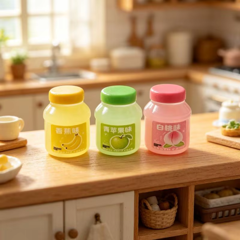 Mini-jarre de confiture de fruits simulée, lot de 5, accessoires miniatures très détaillés pour maison de poupée, diorama, décoration de micro-paysage DIY