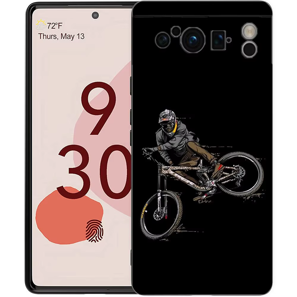 Coque de téléphone pour vélo de montagne, étui souple antichoc en TPU noir pour Google Pixel 9 8 7 6 Pro XL 8A 6A 7A 5G
