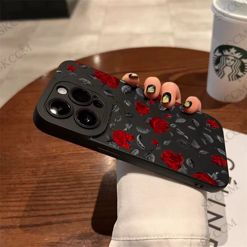 Coque de téléphone antichoc Rose Fashion, coque en silicone souple, iPhone 15, 14, 13, 12, 11 Pro Max, Mini, XS, Poly X, 7, 8 Plus, 256, rétro, nouveau