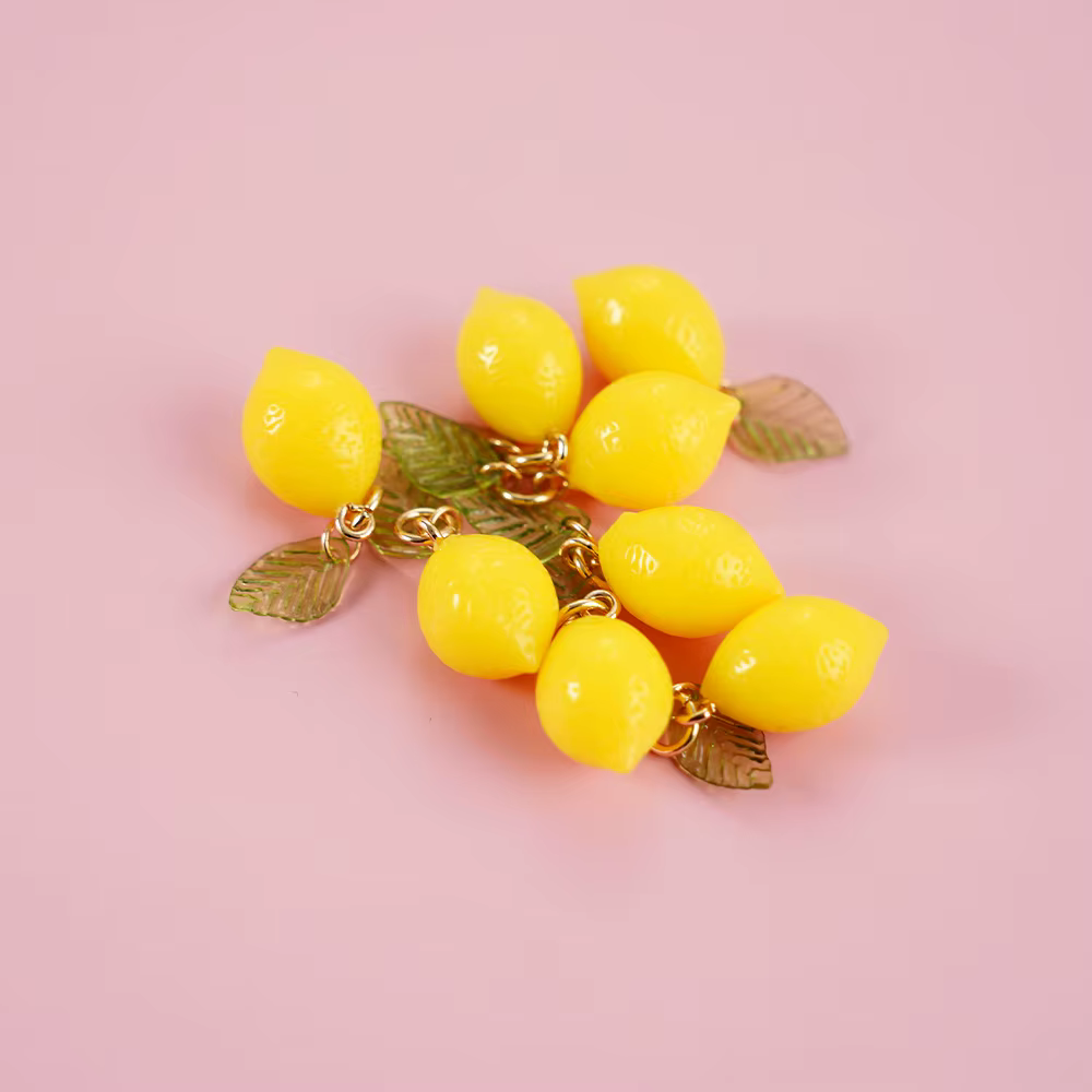 Ensemble de bijoux décoratifs en épingle à cheveux, pendentif citron, bijoux de fruits, bracelet à faire soi-même, collier, porte-clés, boucles d'oreilles, accessoires, 10 pièces