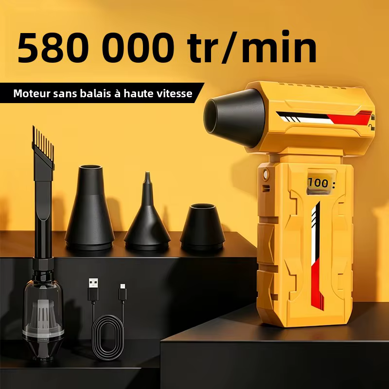 Mini souffleur à jet 580000RPM, pression de vent puissante, aspirateur électrique à air comprimé sans fil pour PC, maison, bureau, camping