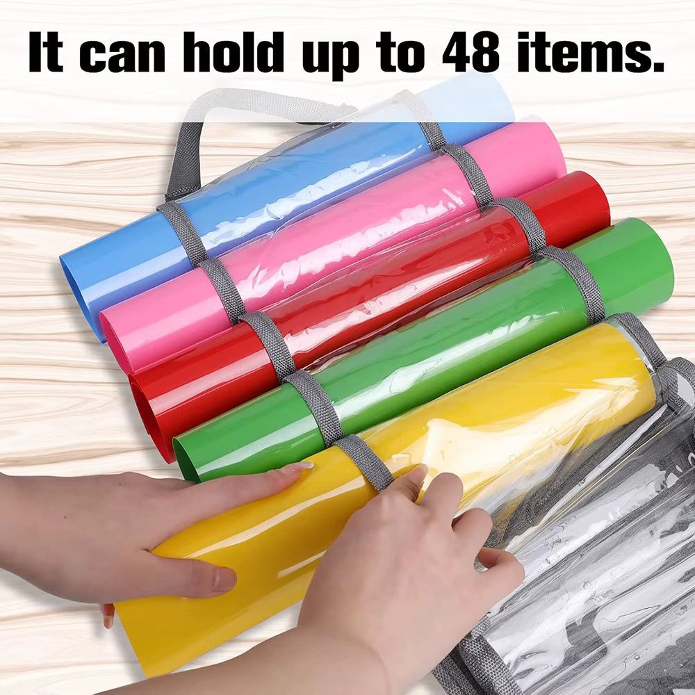 Organisateur de rangement en vinyle-porte-rouleau de rouleau de vinyle, support de rangement en vinyle artisanal, rangement organisateur suspendu avec 48 compartiments en rouleau